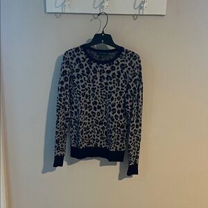 Ann Taylor Black and Tan Leopard Print Sweater